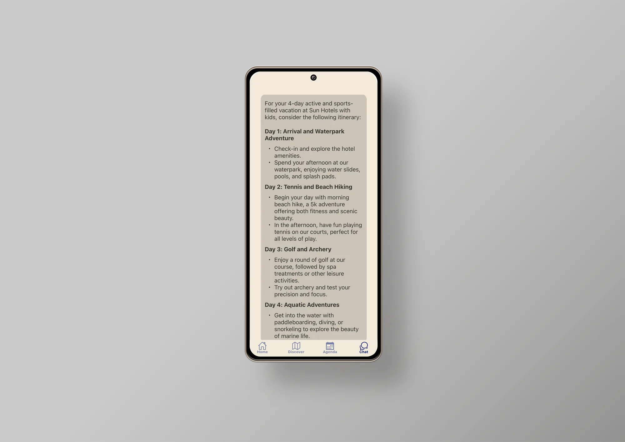 Personalized travel itinerary app