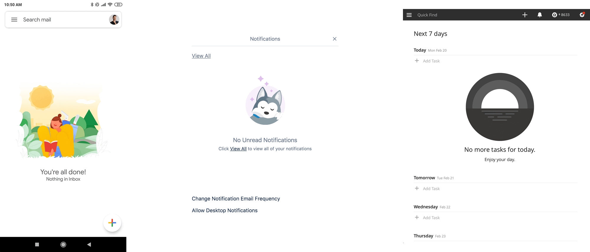 Gmail, Trello and Todoist examples of empty states