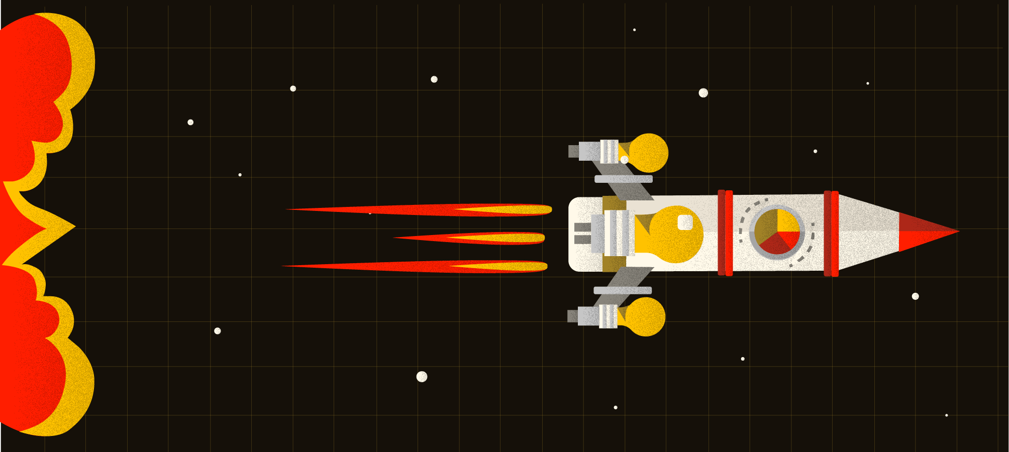 Rocket flying out of a cloud