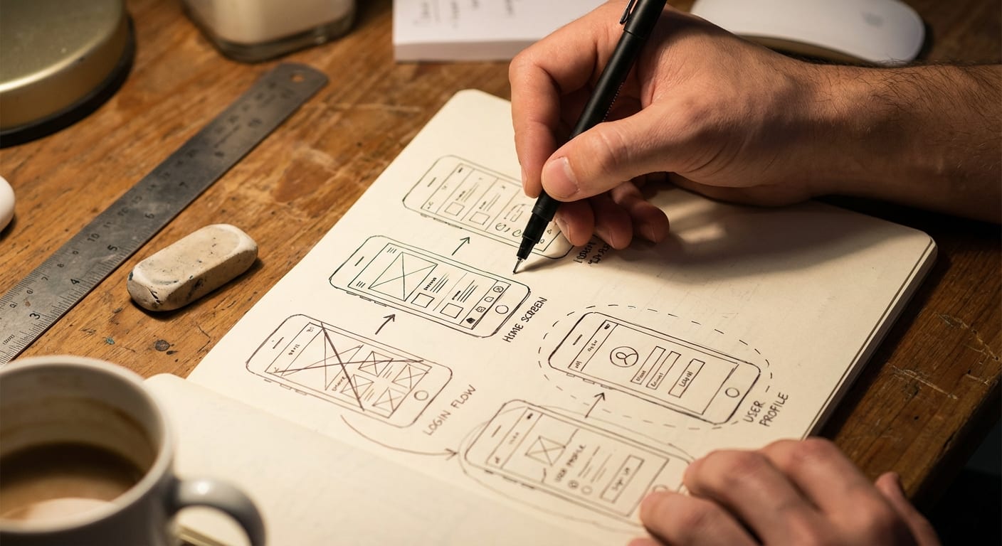 UX wireframe sketching