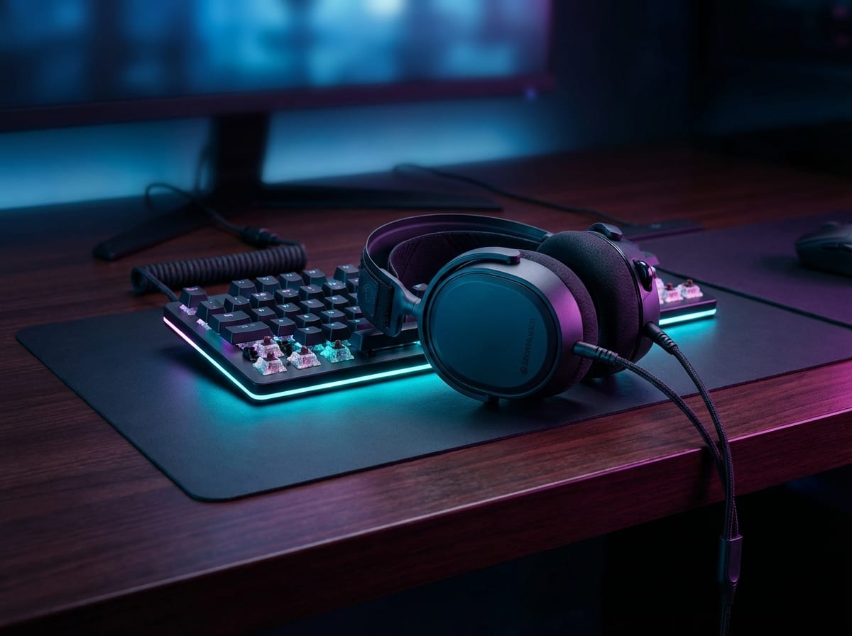 Gaming headset and keyboard with RGB underglow