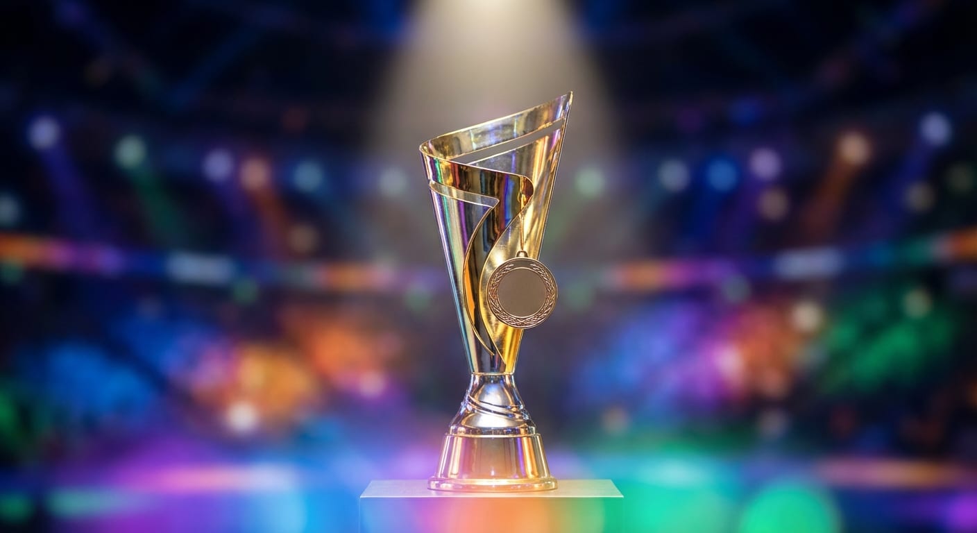 Championship trophy in spotlight