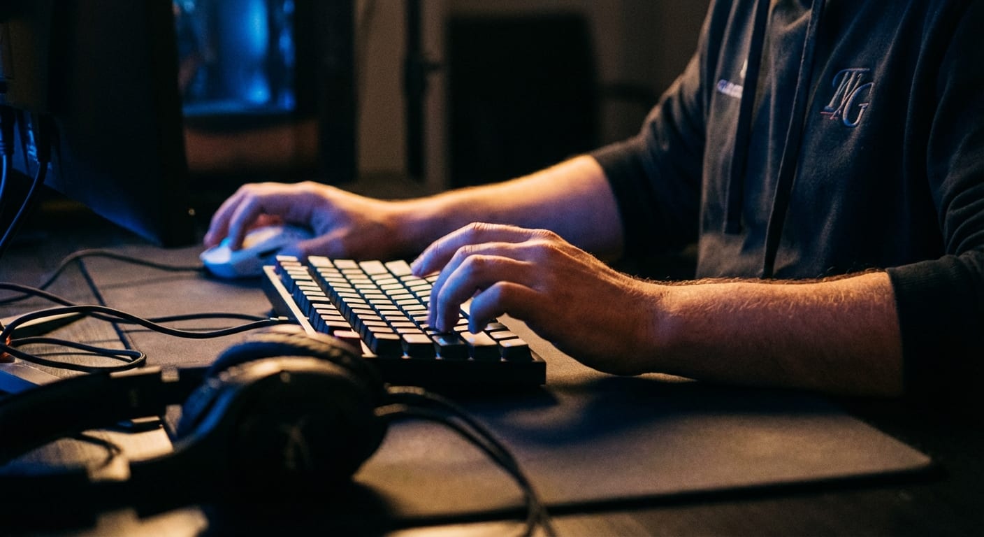 Pro gamer hands in action