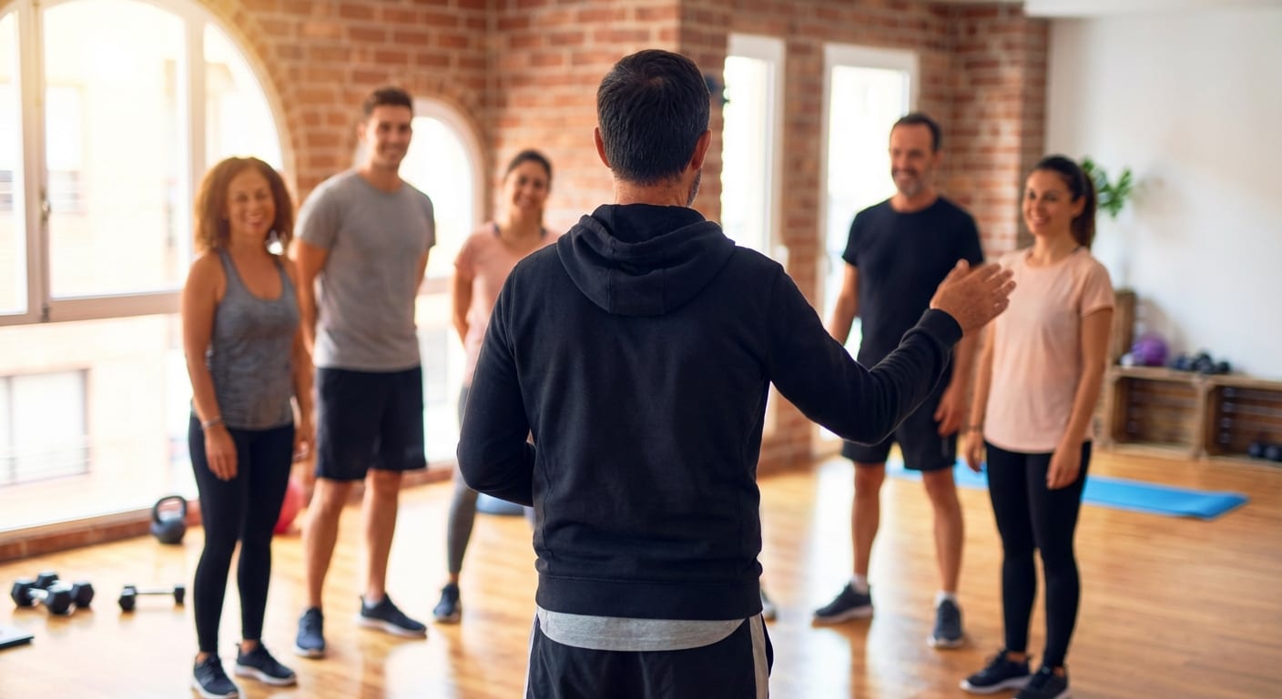 Trainer demonstrating to group