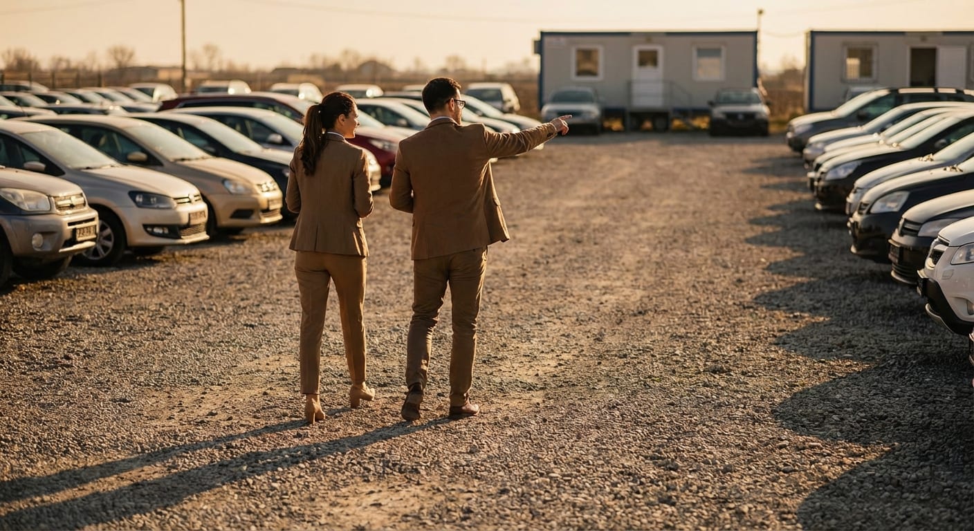 Team walking the dealership lot
