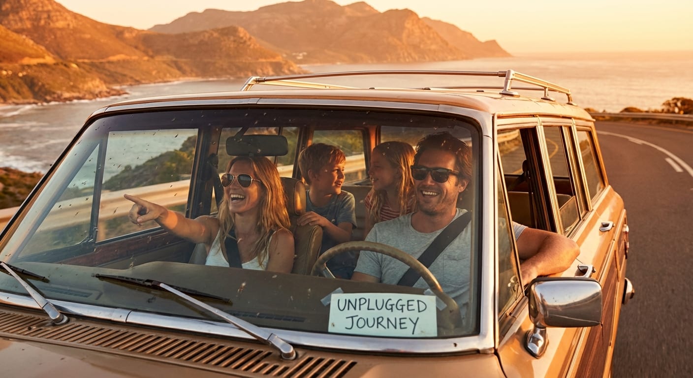 Family on connected road trip