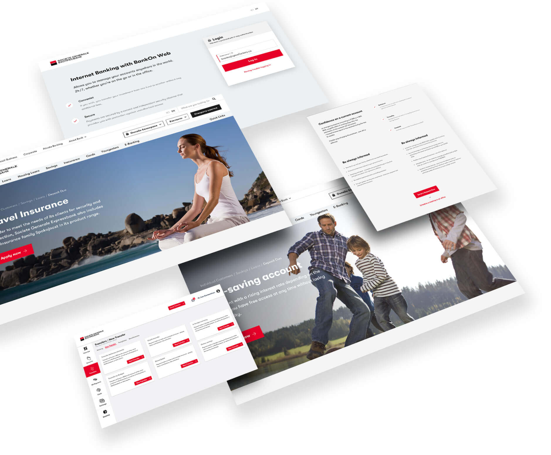 Societe Generale digital banking screens