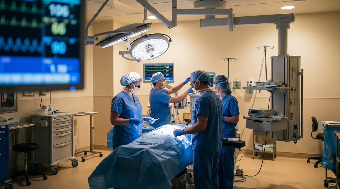 Family in calm waiting area