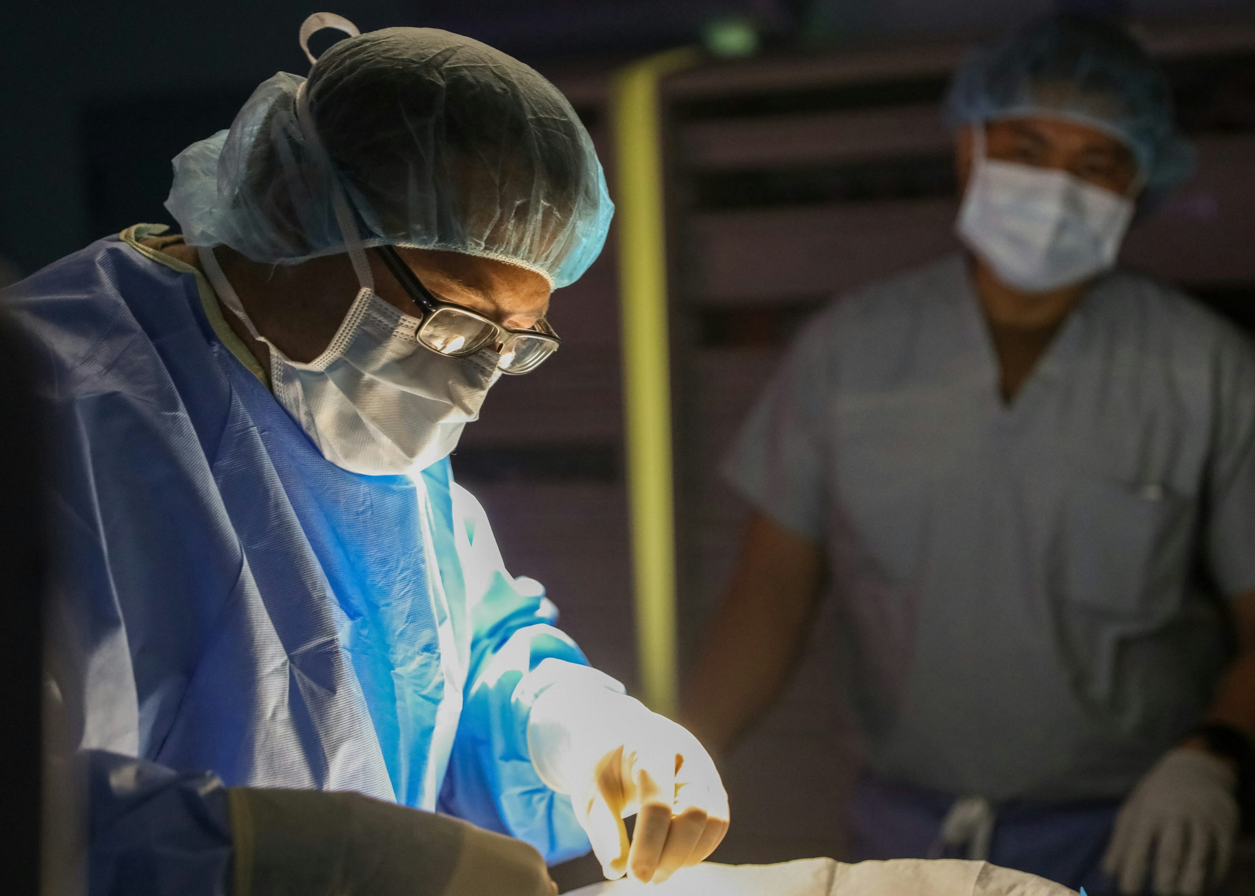 Surgeon focused during procedure